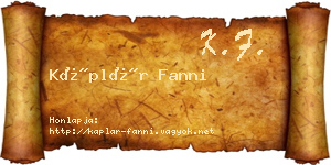 Káplár Fanni névjegykártya